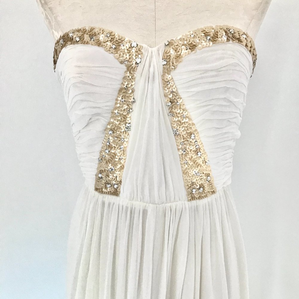 Rebecca Taylor Dress S/M Formal White Prom Wedding Hoco Debutante Maxi Long Gown - Picture 10 of 16